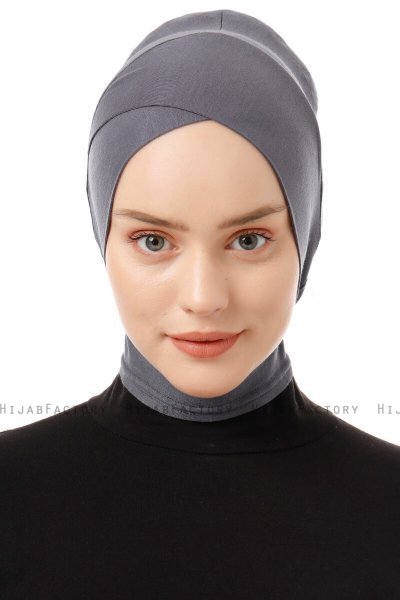 Elnara - Mørk Grå Cross Hijab Undersjal