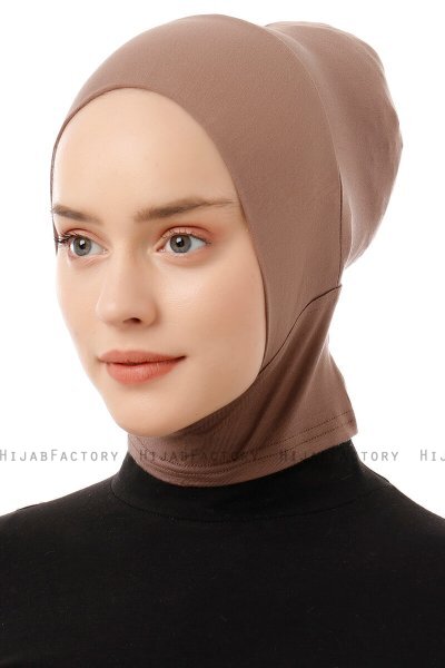 Elnara - Mørk Taupe Plain Hijab Undersjal