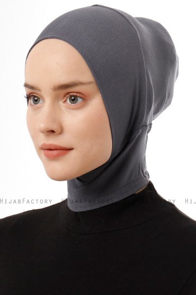 Elnara - Mørk Grå Plain Hijab Undersjal