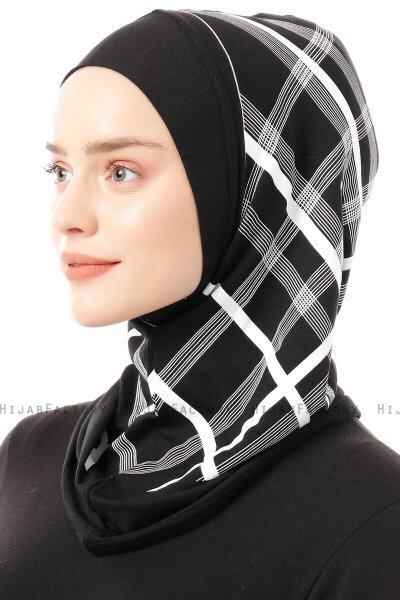 Ekose Plain - Svart & Hvit One-Piece Al Amira Hijab