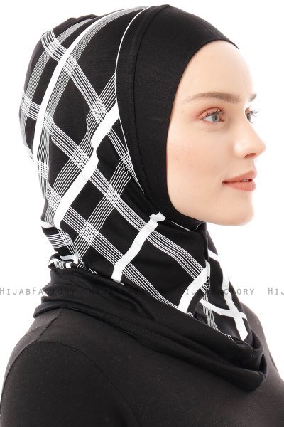 Ekose Plain - Svart & Hvit One-Piece Al Amira Hijab