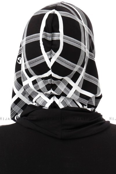 Ekose Plain - Svart & Hvit One-Piece Al Amira Hijab