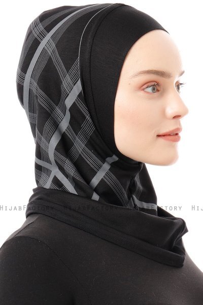 Ekose Plain - Svart & Lysegrå One-Piece Al Amira Hijab