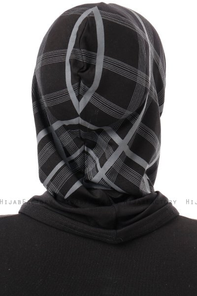 Ekose Plain - Svart & Lysegrå One-Piece Al Amira Hijab