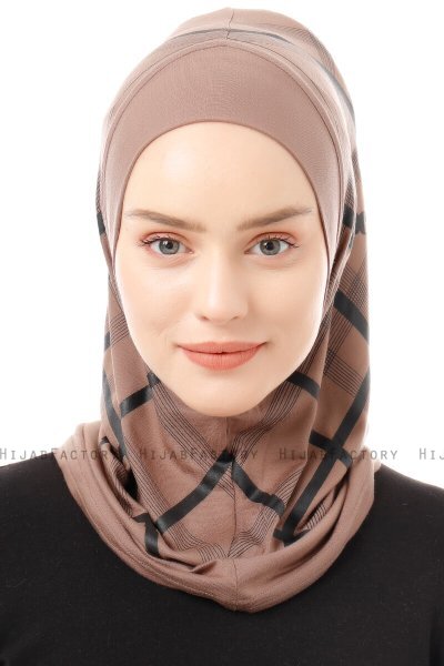 Ekose Plain - Mørk Taupe One-Piece Al Amira Hijab