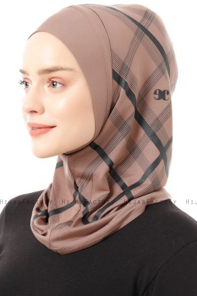 Ekose Plain - Mørk Taupe One-Piece Al Amira Hijab