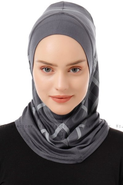 Ekose Plain - Mørk Grå One-Piece Al Amira Hijab