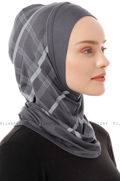 Ekose Plain - Mørk Grå One-Piece Al Amira Hijab