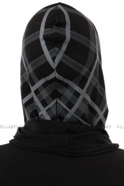 Ekose Cross - Svart & Lysegrå One-Piece Al Amira Hijab