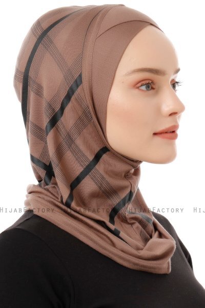 Ekose Cross - Mørk Taupe One-Piece Al Amira Hijab