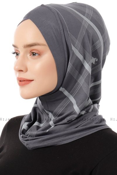 Ekose Cross - Mørk Grå One-Piece Al Amira Hijab