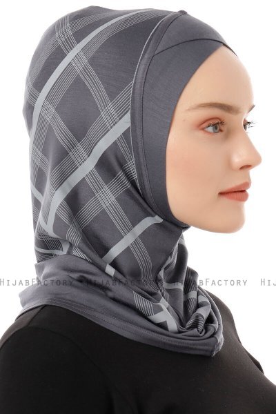 Ekose Cross - Mørk Grå One-Piece Al Amira Hijab
