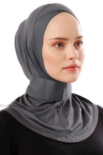 Ceren - Mørk Grå Praktisk Viskos Hijab