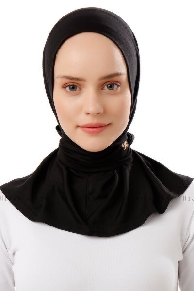 Sportif Plain - Svart & Gold Praktisk Viskos Hijab