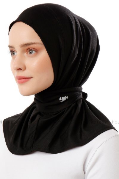 Sportif Plain - Svart & Lysegrå Praktisk Viskos Hijab