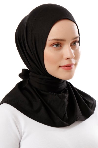 Sportif Plain - Svart & Lysegrå Praktisk Viskos Hijab