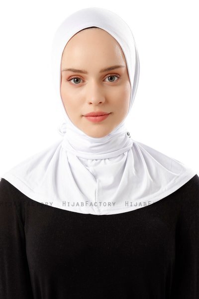 Sportif Plain - Hvit Praktisk Viskos Hijab