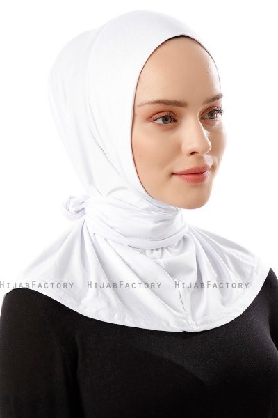 Sportif Plain - Hvit Praktisk Viskos Hijab