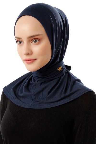 Sportif Plain - Marineblå Praktisk Viskos Hijab