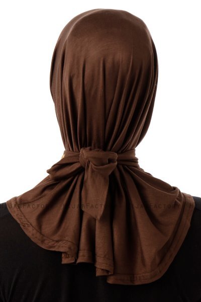 Sportif Plain - Brun Praktisk Viskos Hijab