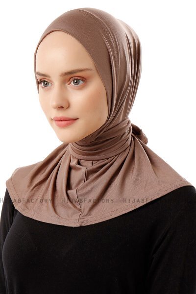 Sportif Plain - Mørk Taupe Praktisk Viskos Hijab