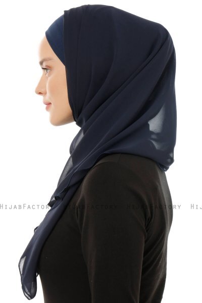 Alara Plain - Marineblå One Piece Chiffon Hijab