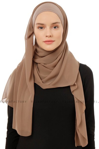 Alara Plain - Mørk Taupe One Piece Chiffon Hijab