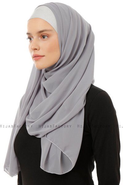 Alara Plain - Mørk Grå One Piece Chiffon Hijab