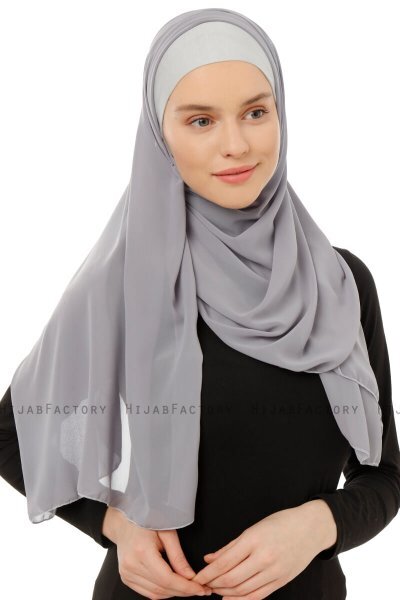 Alara Plain - Mørk Grå One Piece Chiffon Hijab