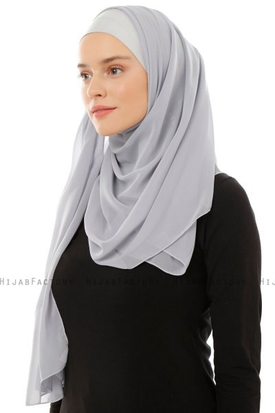 Alara Plain - Lysegrå One Piece Chiffon Hijab