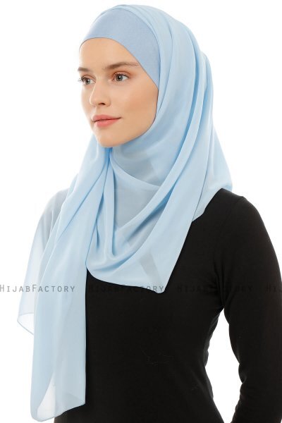 Alara Plain - Lyseblå One Piece Chiffon Hijab