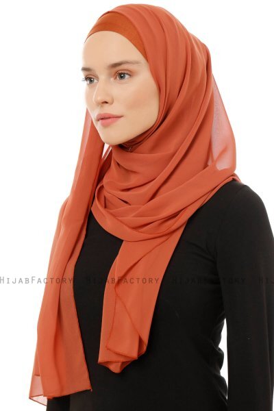 Alara Plain - Mursteinsrød One Piece Chiffon Hijab