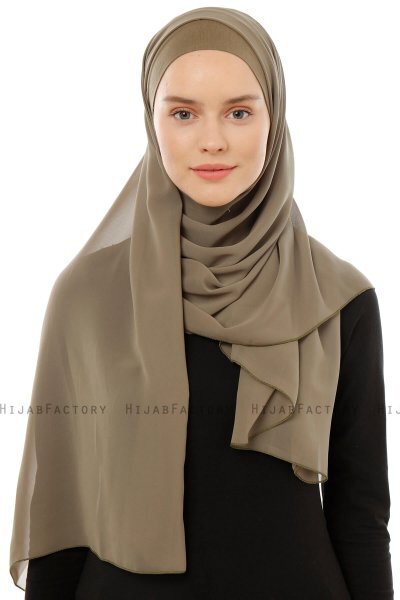 Alara Plain - Olivengrønn One Piece Chiffon Hijab
