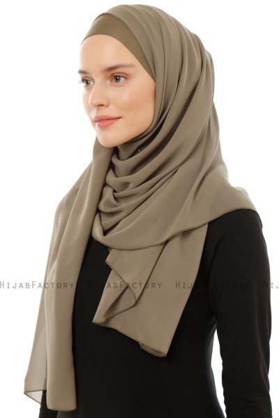 Alara Plain - Olivengrønn One Piece Chiffon Hijab