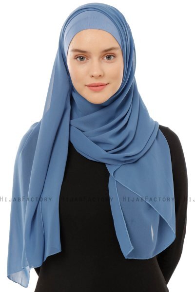 Alara Plain - Indigo One Piece Chiffon Hijab