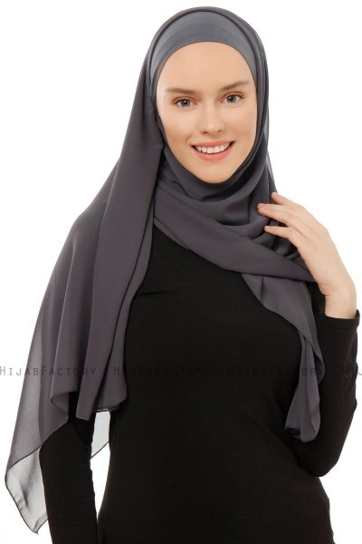 Alara Plain - Antrasitt One Piece Chiffon Hijab