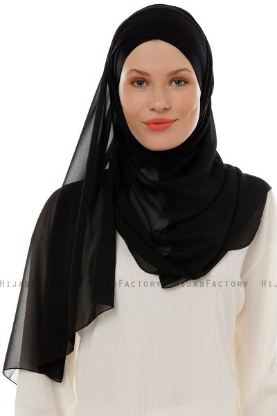 Alara Cross - Svart One Piece Chiffon Hijab