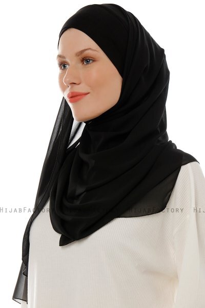 Alara Cross - Svart One Piece Chiffon Hijab