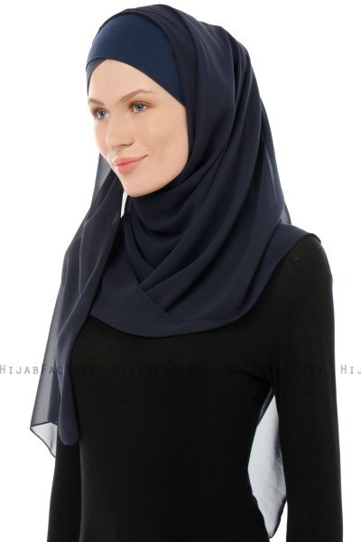 Alara Cross - Marineblå One Piece Chiffon Hijab