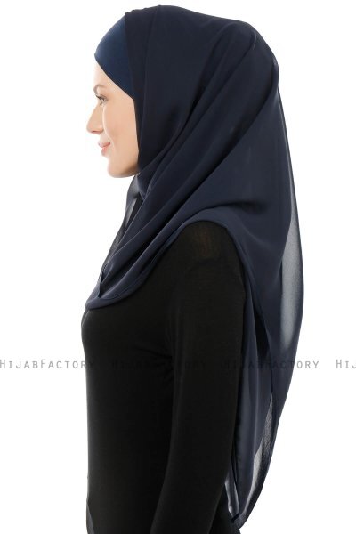 Alara Cross - Marineblå One Piece Chiffon Hijab