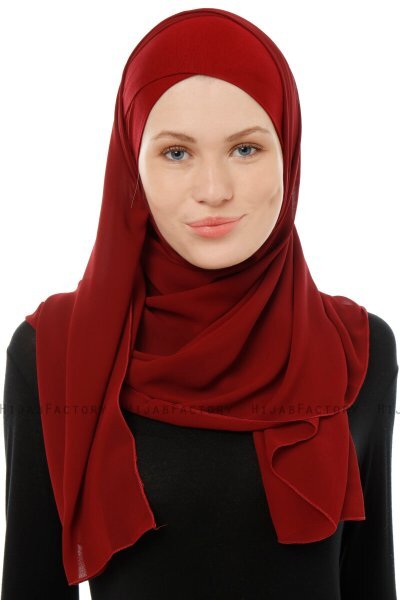 Alara Cross - Bordeaux One Piece Chiffon Hijab