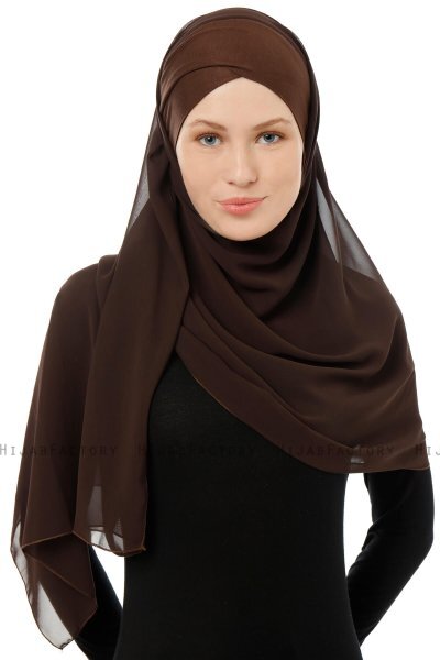 Alara Cross - Brun One Piece Chiffon Hijab