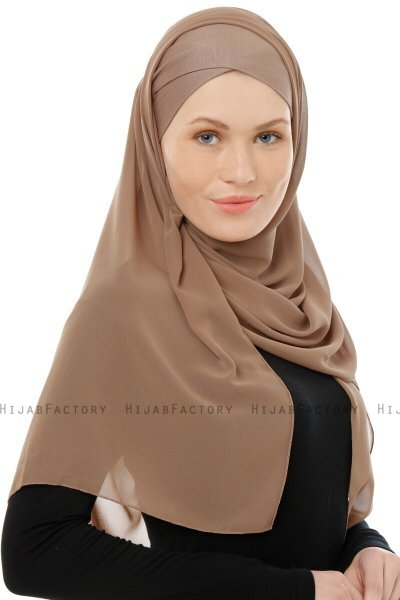 Alara Cross - Mørk Taupe One Piece Chiffon Hijab