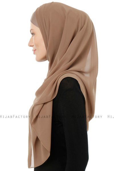 Alara Cross - Mørk Taupe One Piece Chiffon Hijab