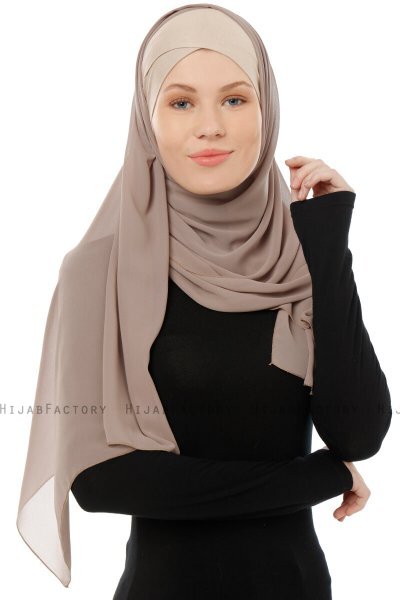 Alara Cross - Lys Taupe One Piece Chiffon Hijab