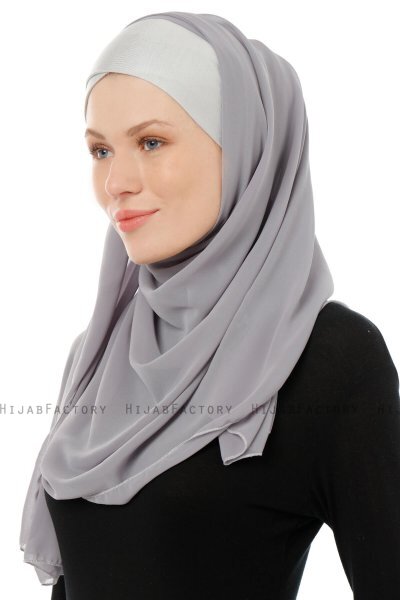 Alara Cross - Mørk Grå One Piece Chiffon Hijab