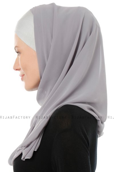 Alara Cross - Mørk Grå One Piece Chiffon Hijab