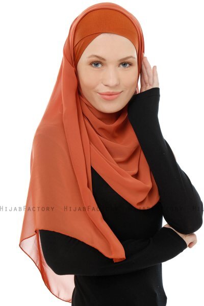 Alara Cross - Mursteinsrød One Piece Chiffon Hijab