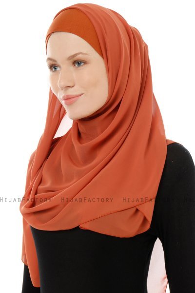 Alara Cross - Mursteinsrød One Piece Chiffon Hijab