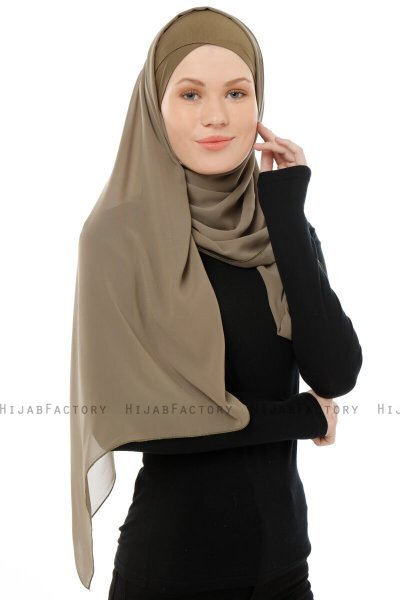 Alara Cross - Olivengrønn One Piece Chiffon Hijab